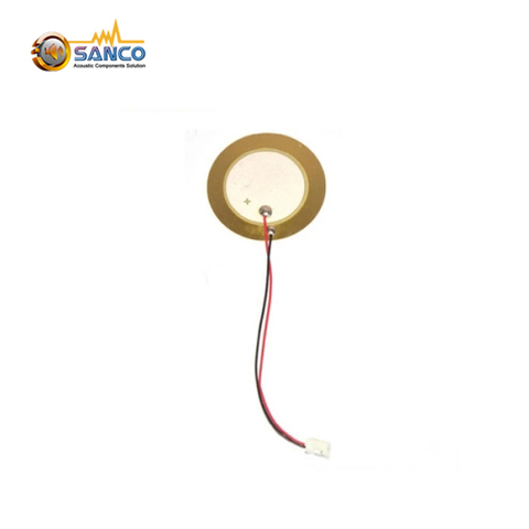 35mm Dia 0.50mm Thickness 2.6Khz 40000pF Brass Piezo Ceramic Element with Wires Connector