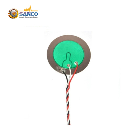 34.5mm Dia 0.55mm Thickness 3.2Khz 25000pF SUS 304 Piezo Ceramic Element with Wires And Connector