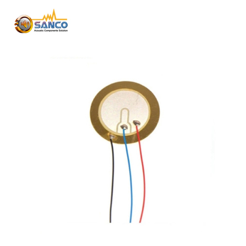 27mm Dia 0.40mm Thickness 3.5Khz 25000pF Brass Piezo Ceramic Element with Wires